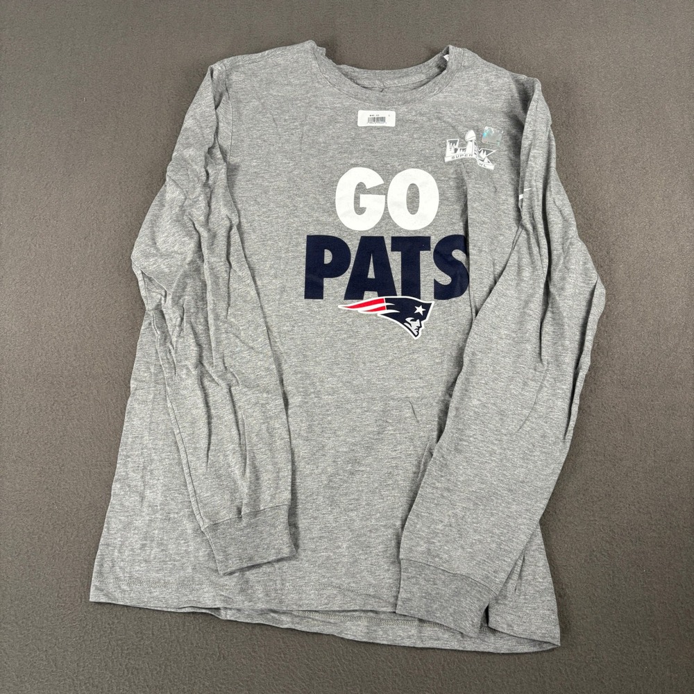 Nike New England Patriots Super Bowl LIII Long Sleeve Shirt Mens Size L Gray